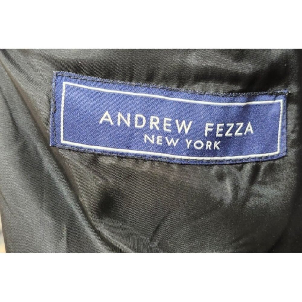 Mens Andrew Fezza Cashmere Blend Overcoat Black Double Breasted Long Coat L - Picture 9 of 16
